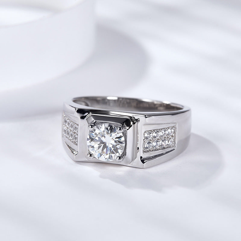 S925 Round-Cut Moissanite Ring Plated 18k White Gold【6.2#112】