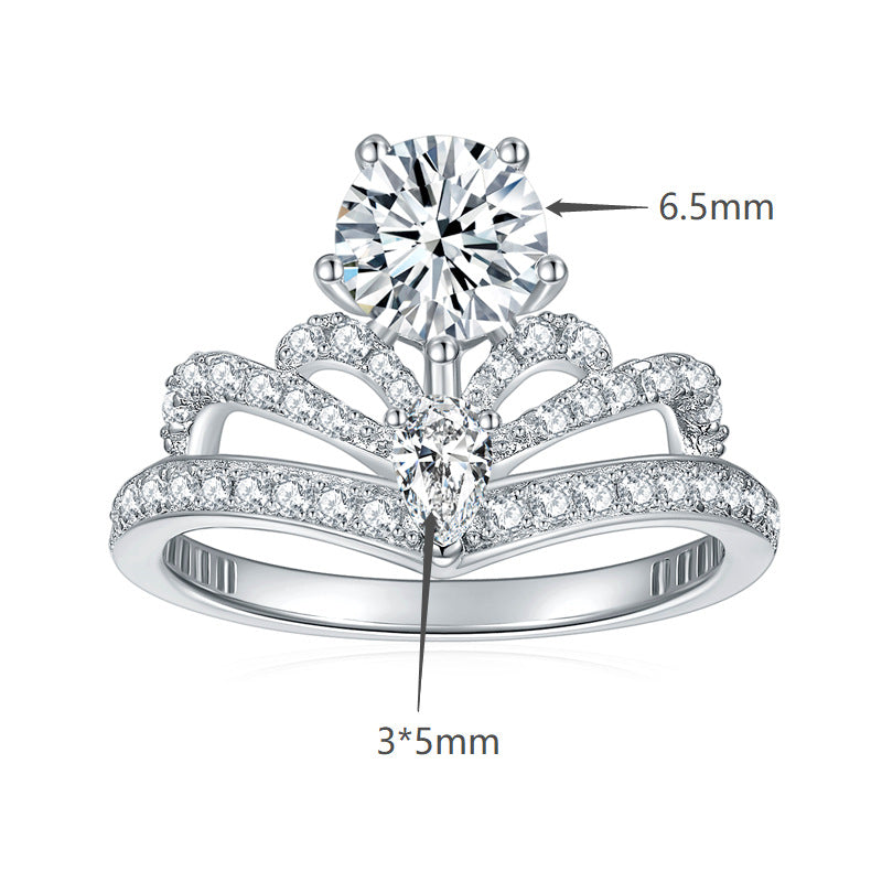 S925 Round-Cut Moissanite Ring【6.2#151】