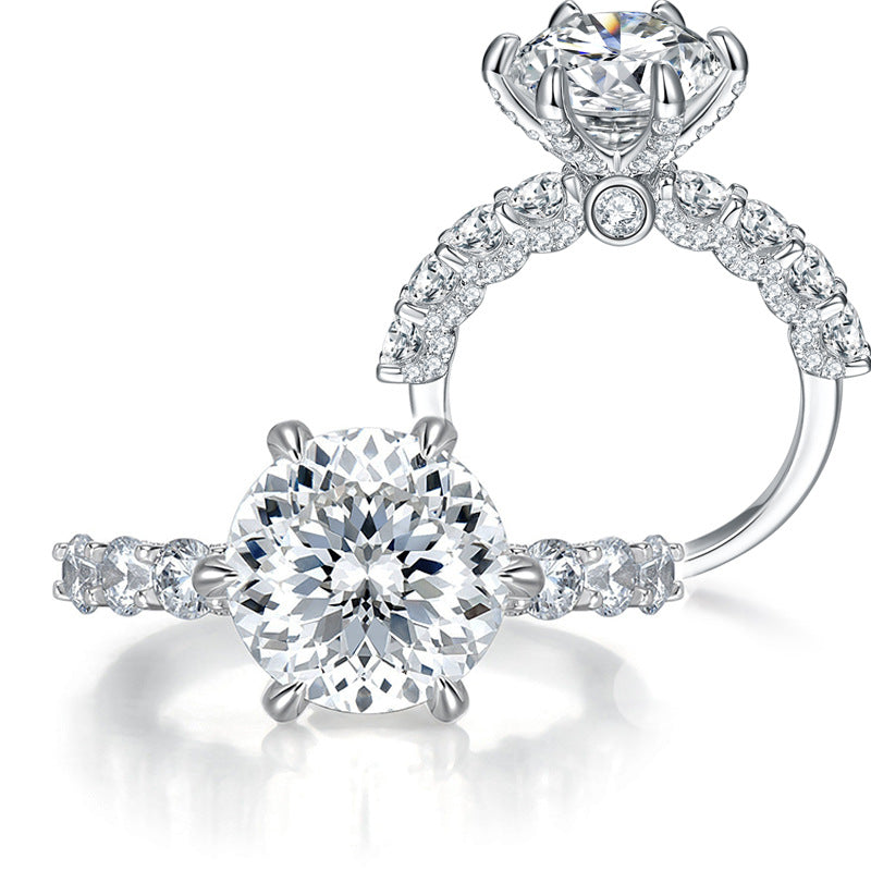 S925 100-Cut "FireWork" Full Moissanite (Even Side Stones) Ring 3&5CT 【J#4】