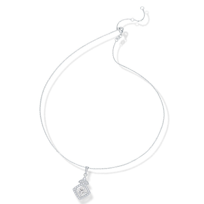 S925 Princess-Cut Moissanite Square Necklace【6.2#54】