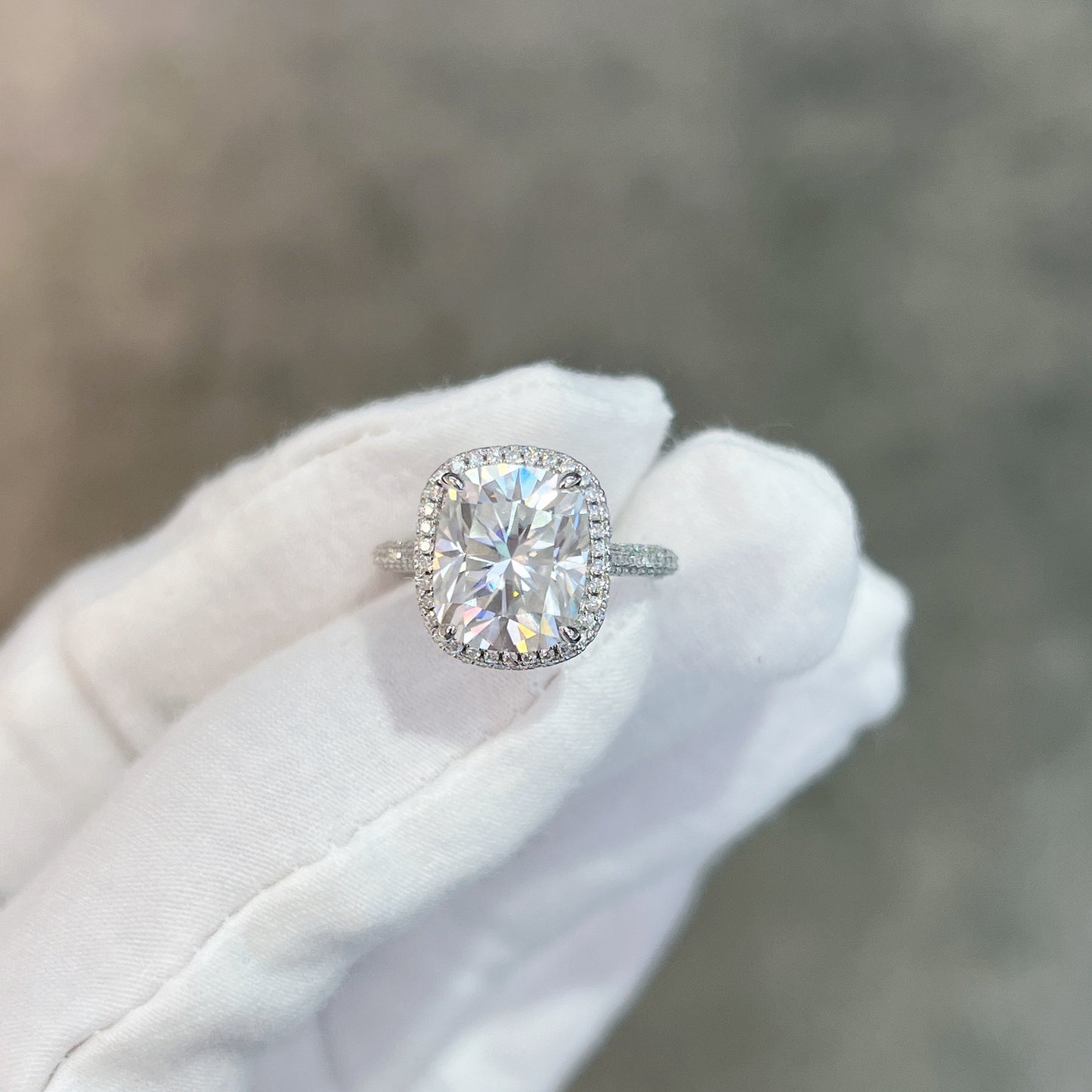 S925 Cushion-Cut Moissanite Ring【6.2#188】