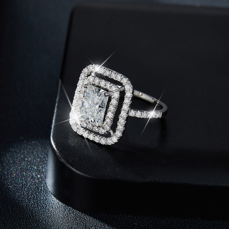 S925 Radiant-Cut Moissanite Ring Plated 18k gold【6.2#124】