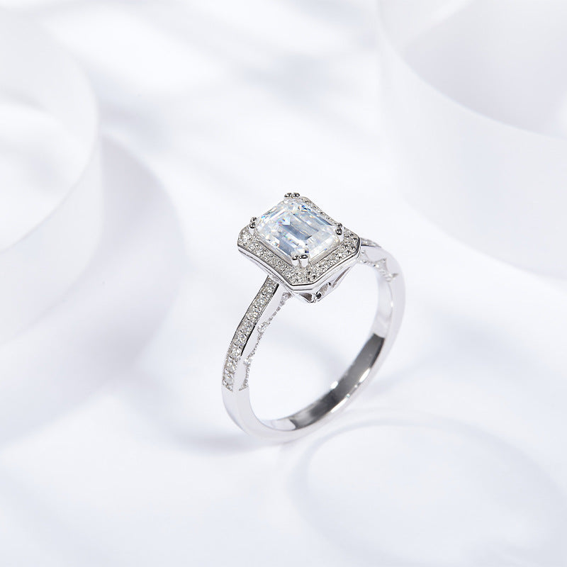 S925 Emerald-Cut Moissanite Ring【6.2#170】
