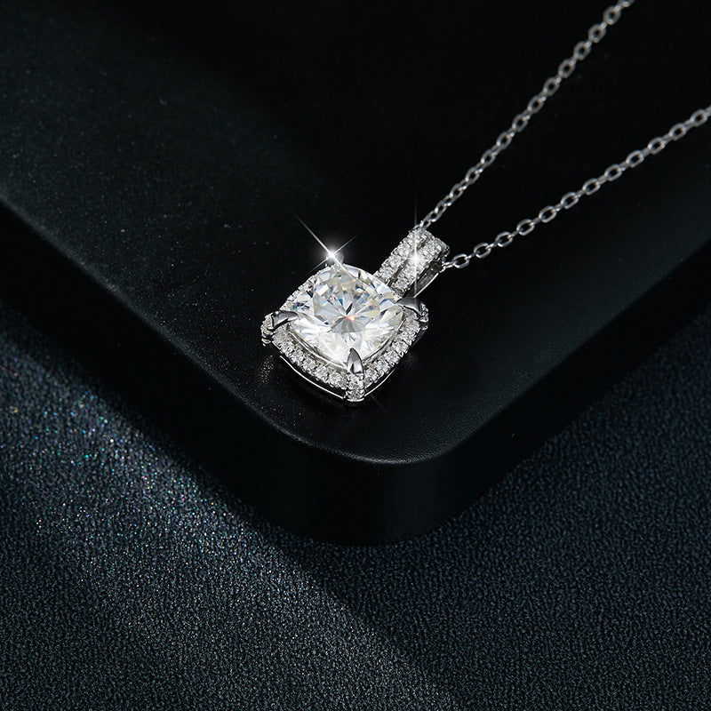 S925 Cushion-Cut Moissanite Necklace 【6.2#127】