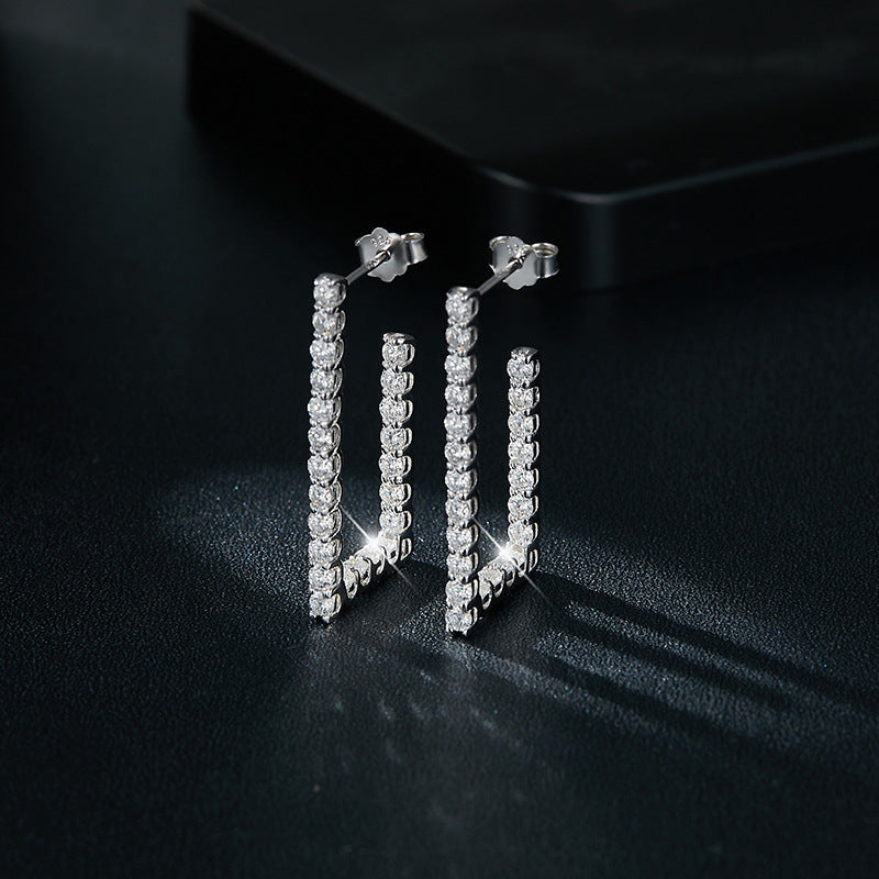 S925 Round-Cut Moissanite Earring【6.2#115】
