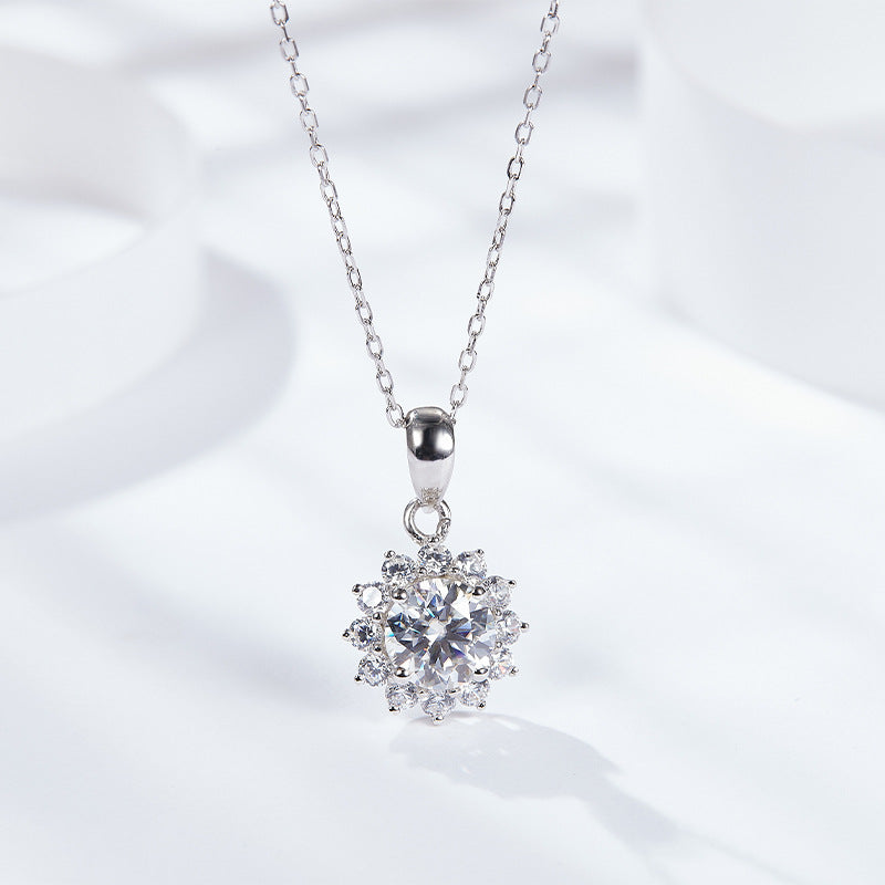 S925 Round-Cut 18K Platinum Plated pt95 Moissanite Pendant【6.2#89】