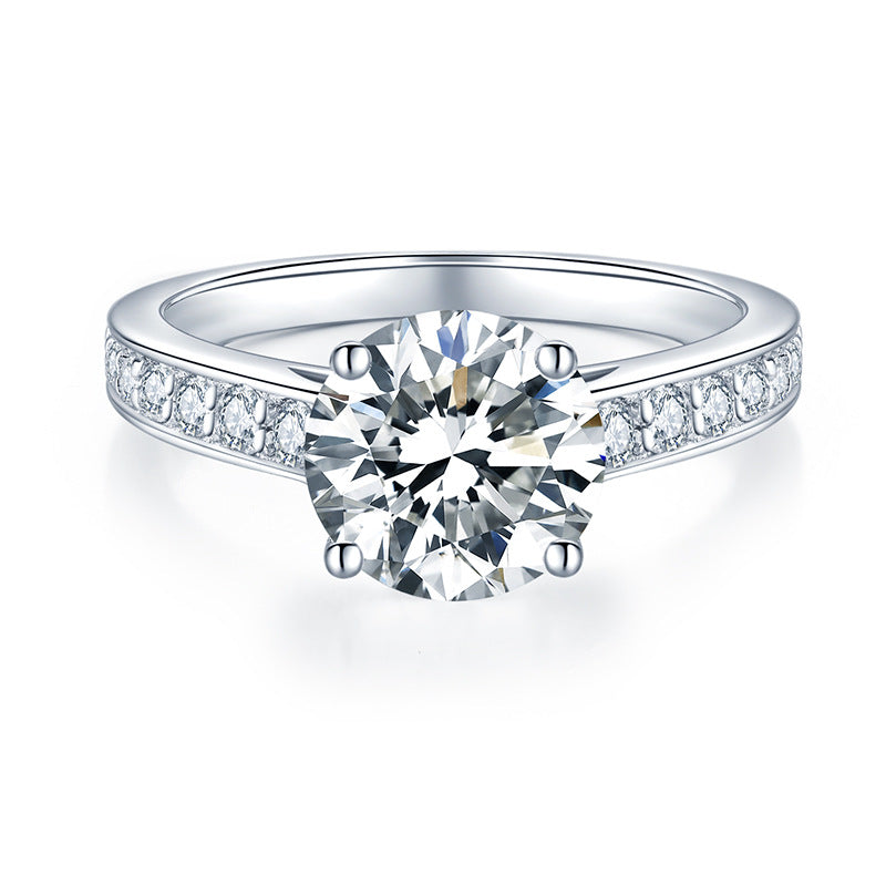 S925 2CT Round-Cut Moissanite 18k Gold Plated Ring 【6.2#86】