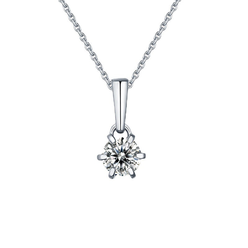 S925 Round-Cut Moissanite Necklace 6 Claws 1CT&2CT【6.2#64】