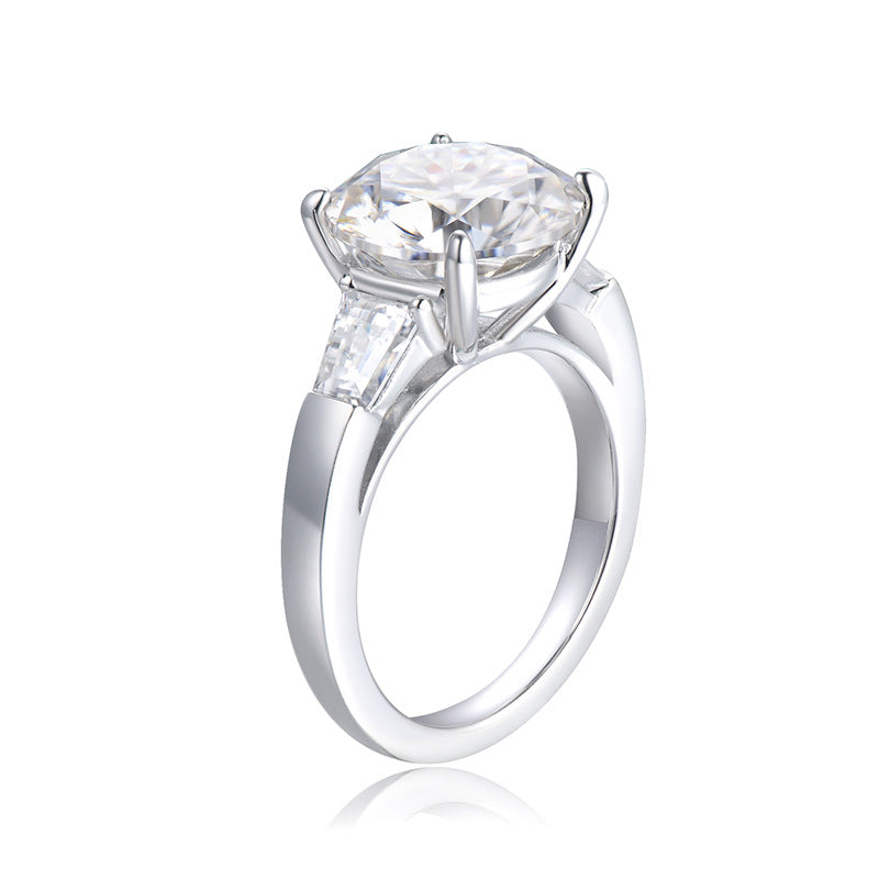 S925 Round-Cut Moissanite Ring Plated 18k Gold【6.2#137】