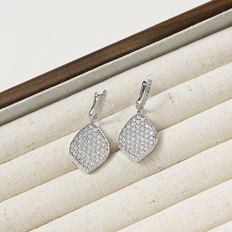S925 Round-Cut Full Moissanite Drop Earrings【6.2#55】