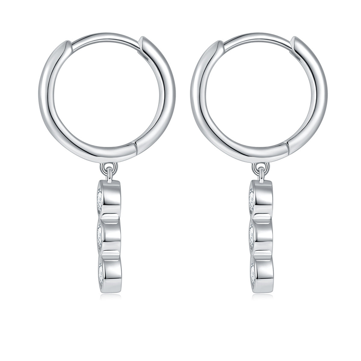 S925 Round-Cut Moissanite Hoop Earrings 0.2CT*3【6.2#60】