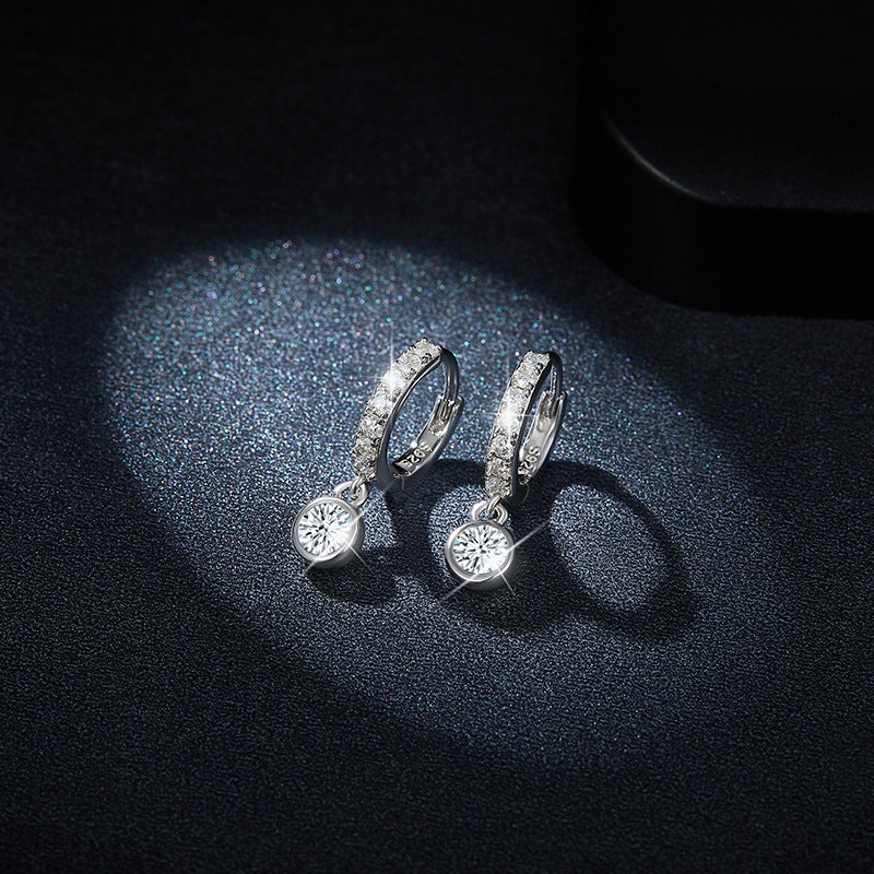 S925 Round-Cut Moissanite Earring Plated 18k Gold【6.2#117】