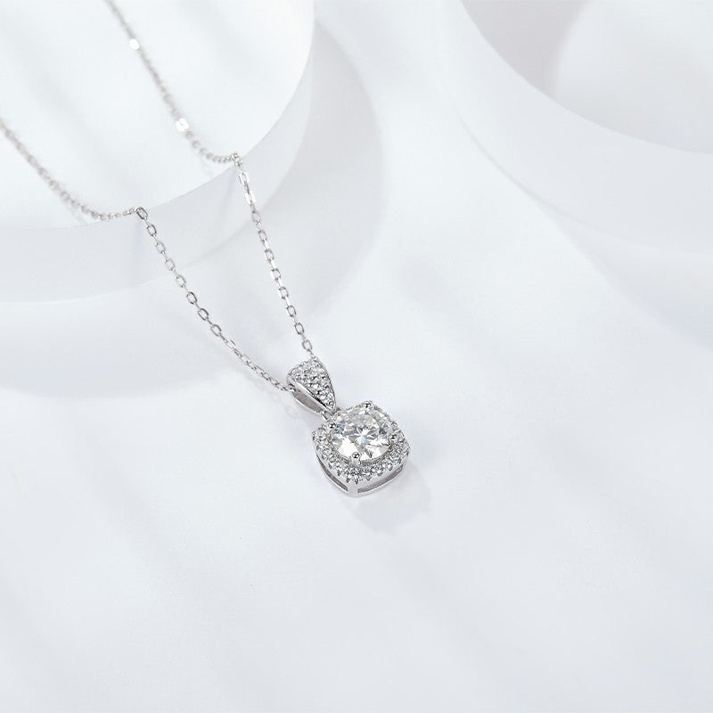 S925 Round-Cut Moissanite Ring Square Wrapped 1CT 【6.2#77】