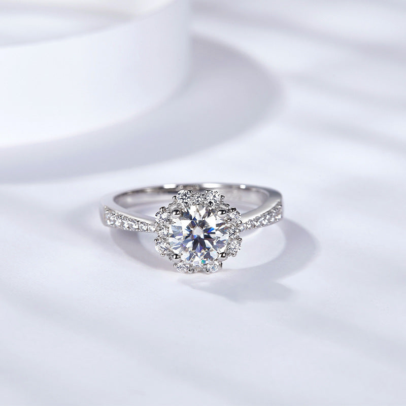 S925 Round-Cut Moissanite Ring 1CT&2CT 【6.2#70】