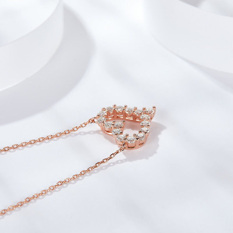 S925 Round-Cut Moissanite Neckalce Heart Style【6.2#63】