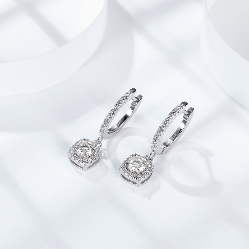 S925 Princess-Cut Moissanite Earring【6.2#145】