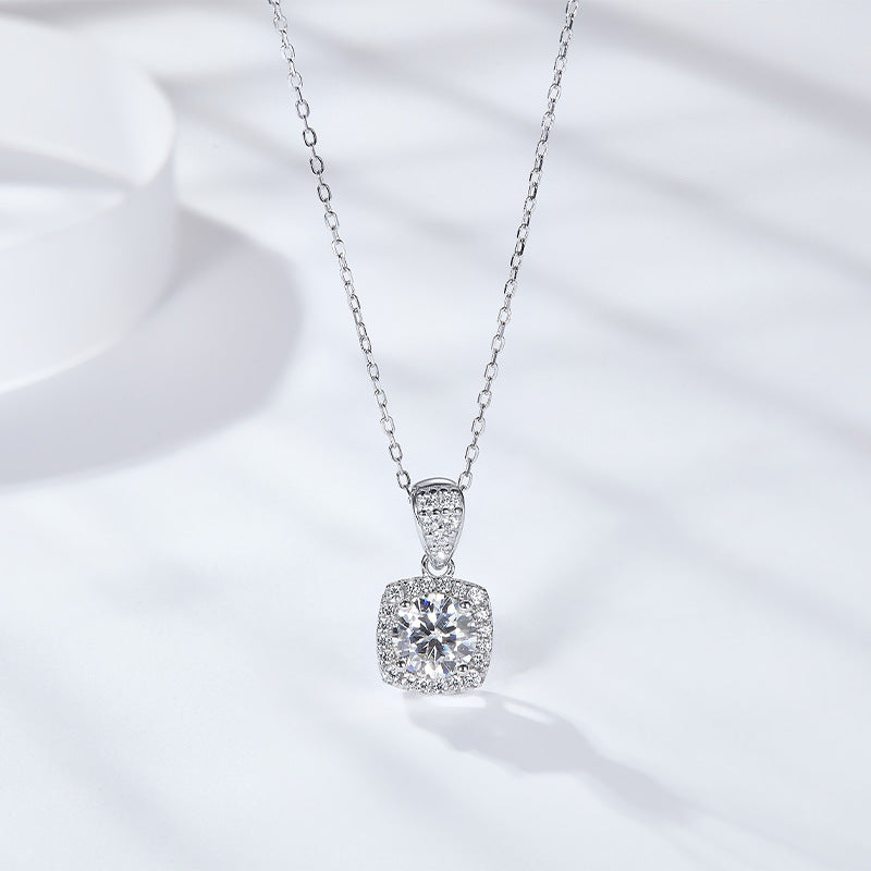 S925 Round-Cut Moissanite Ring Square Wrapped 1CT 【6.2#77】