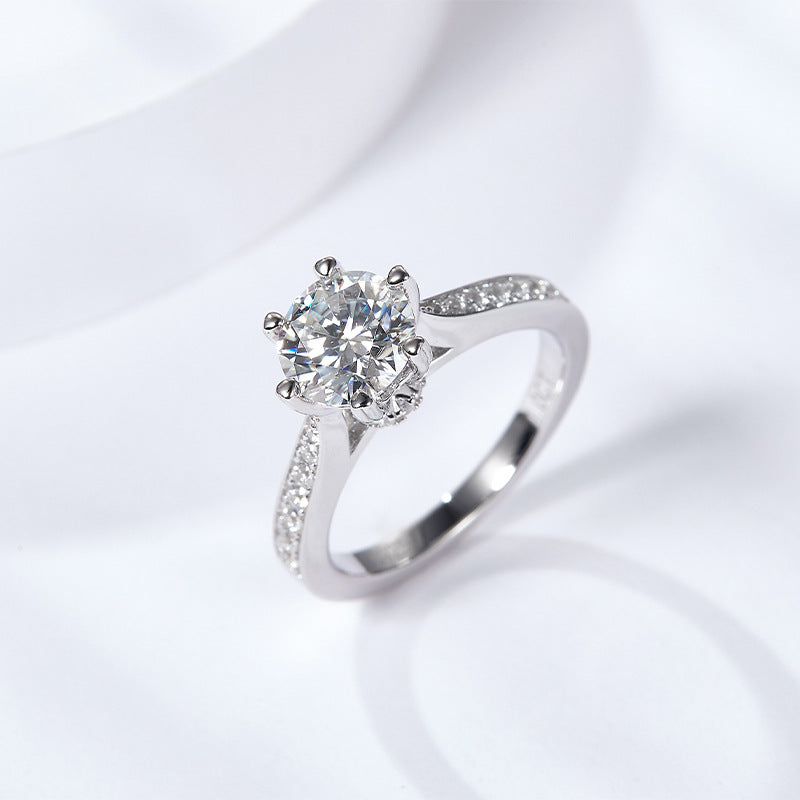 S925 Round-Cut Moissanite Ring 1CT Rotatable 【6.2#71】