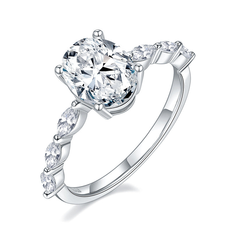 S925 Oval-Cut Moissanite Ring 2CT+0.6CT【6.2#50】