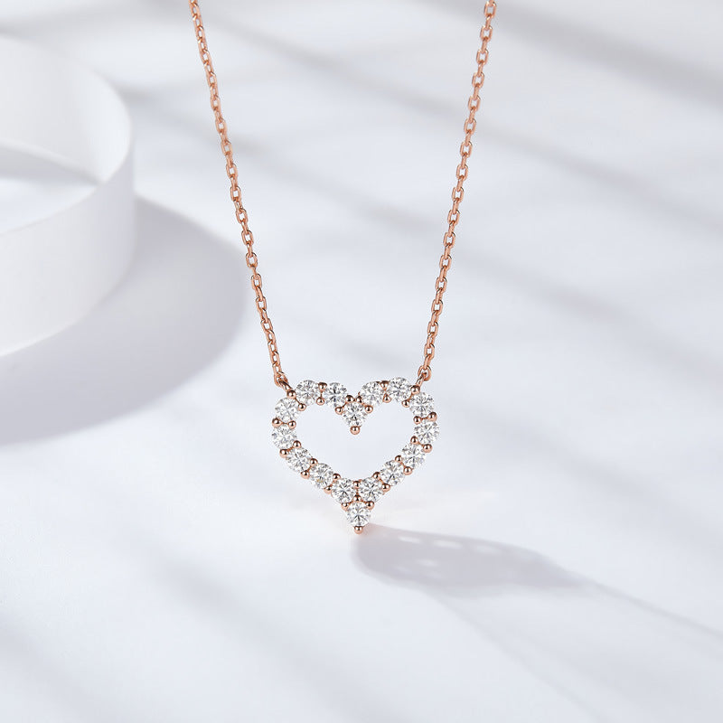 S925 Round-Cut Moissanite Neckalce Heart Style【6.2#63】