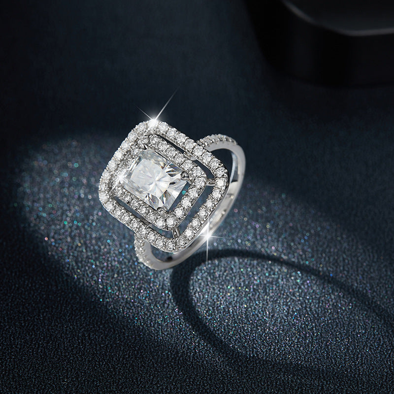 S925 Radiant-Cut Moissanite Ring Plated 18k gold【6.2#124】