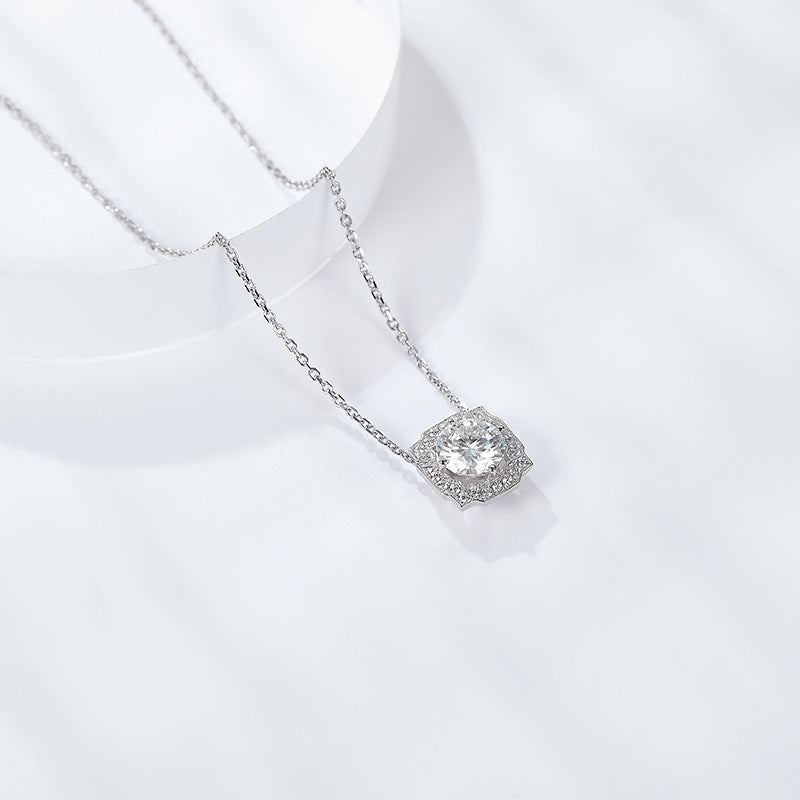 S925 Round-Cut Moissanite 1CT Plated 18k Gold Neclace【6.2#104】