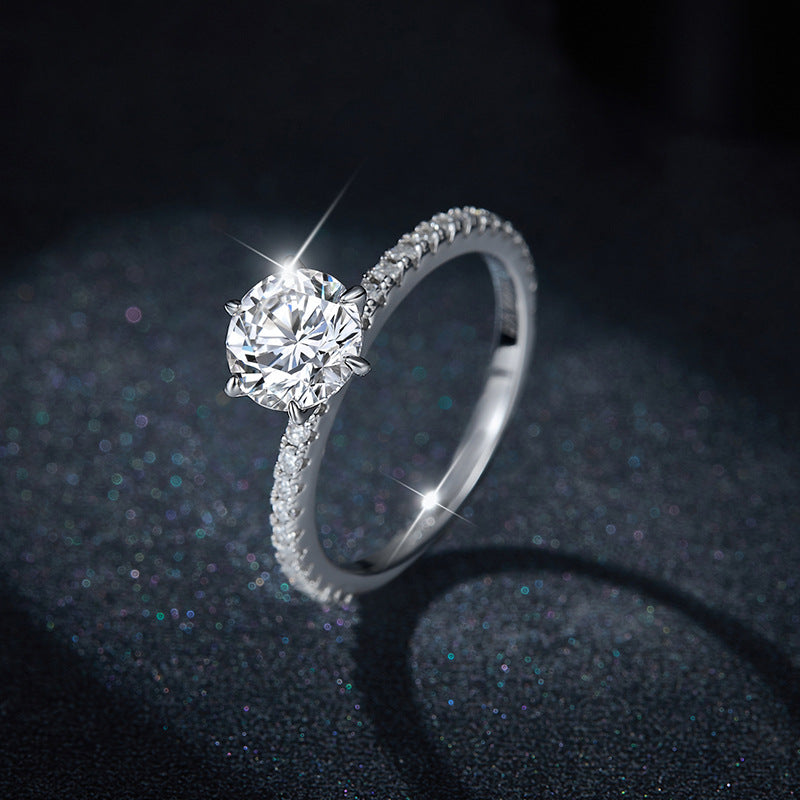 S925 Round-Cut Moissanite Ring Plated 18k gold【6.2#123】