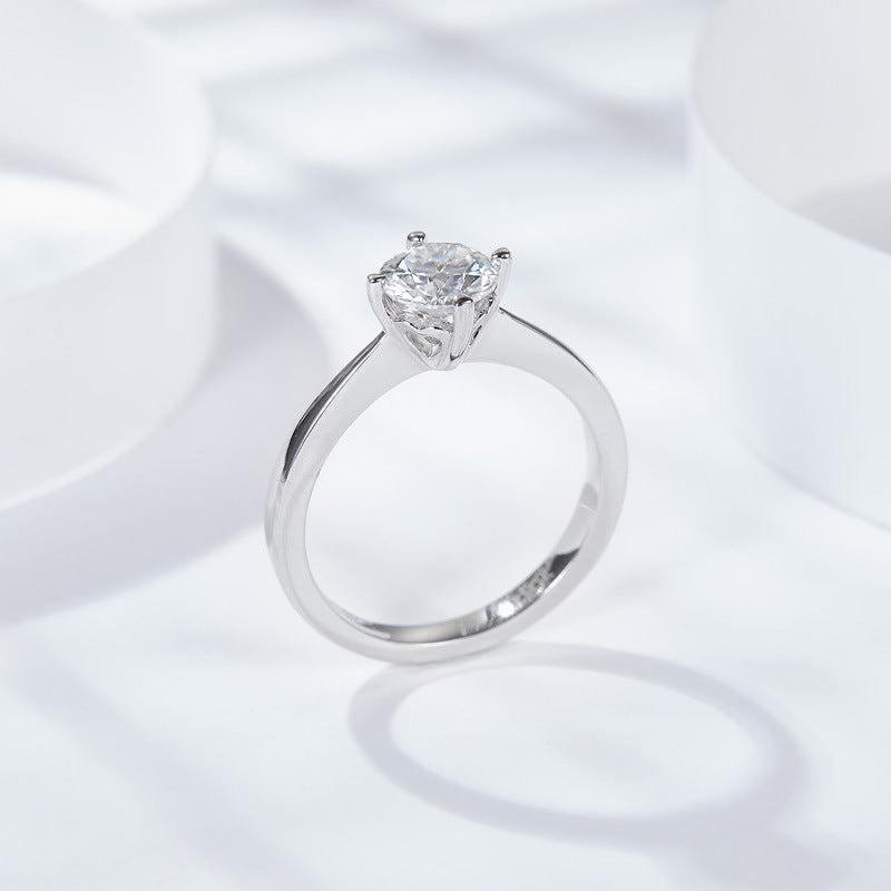 S925 Round-Cut Moissanite Ring 0.5CT&1CT 【6.2#47】