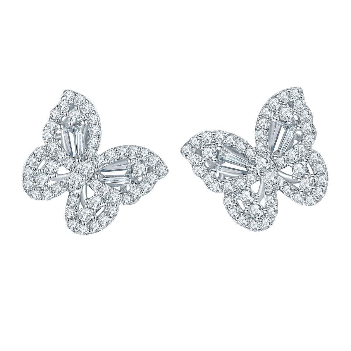 S925 Round-Cut Full Moissanite Earrings With Butterfly Design【6.2#15】