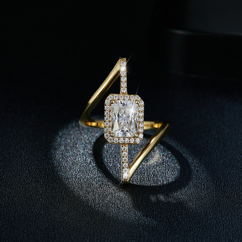 S925 Radiant-Cut Moissanite Ring【6.2#205】
