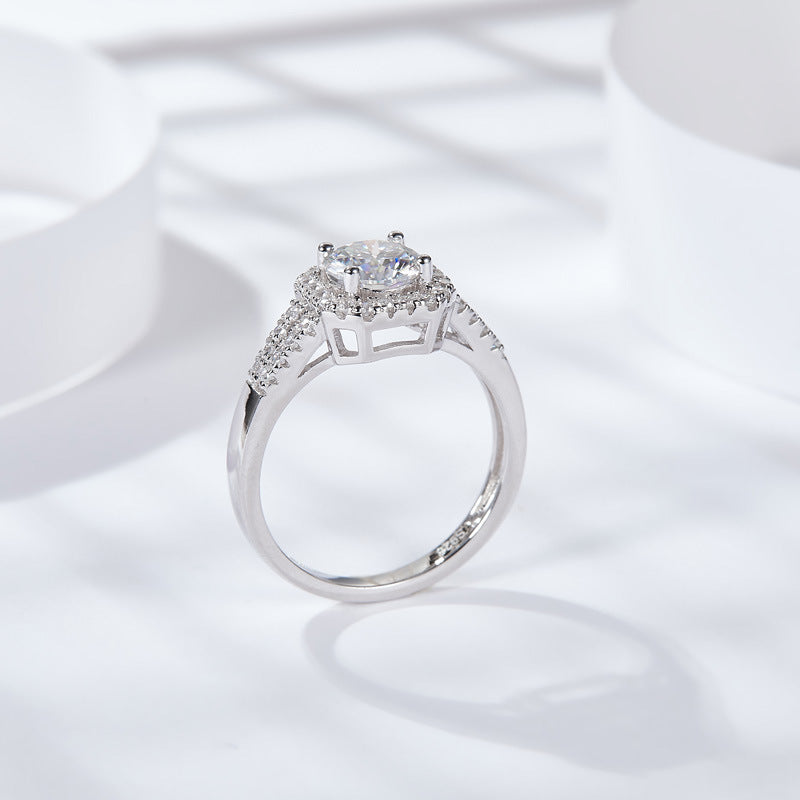 S925 Round-Cut Moissanite Ring【6.2#171】