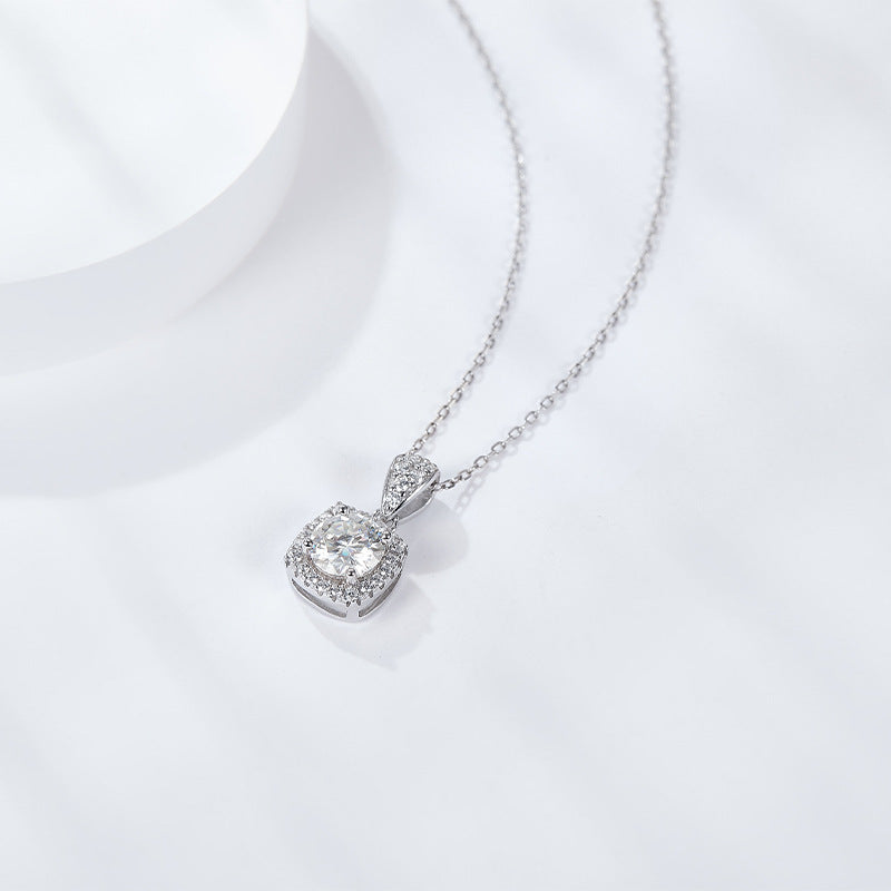 S925 Round-Cut Moissanite Ring Square Wrapped 1CT 【6.2#77】