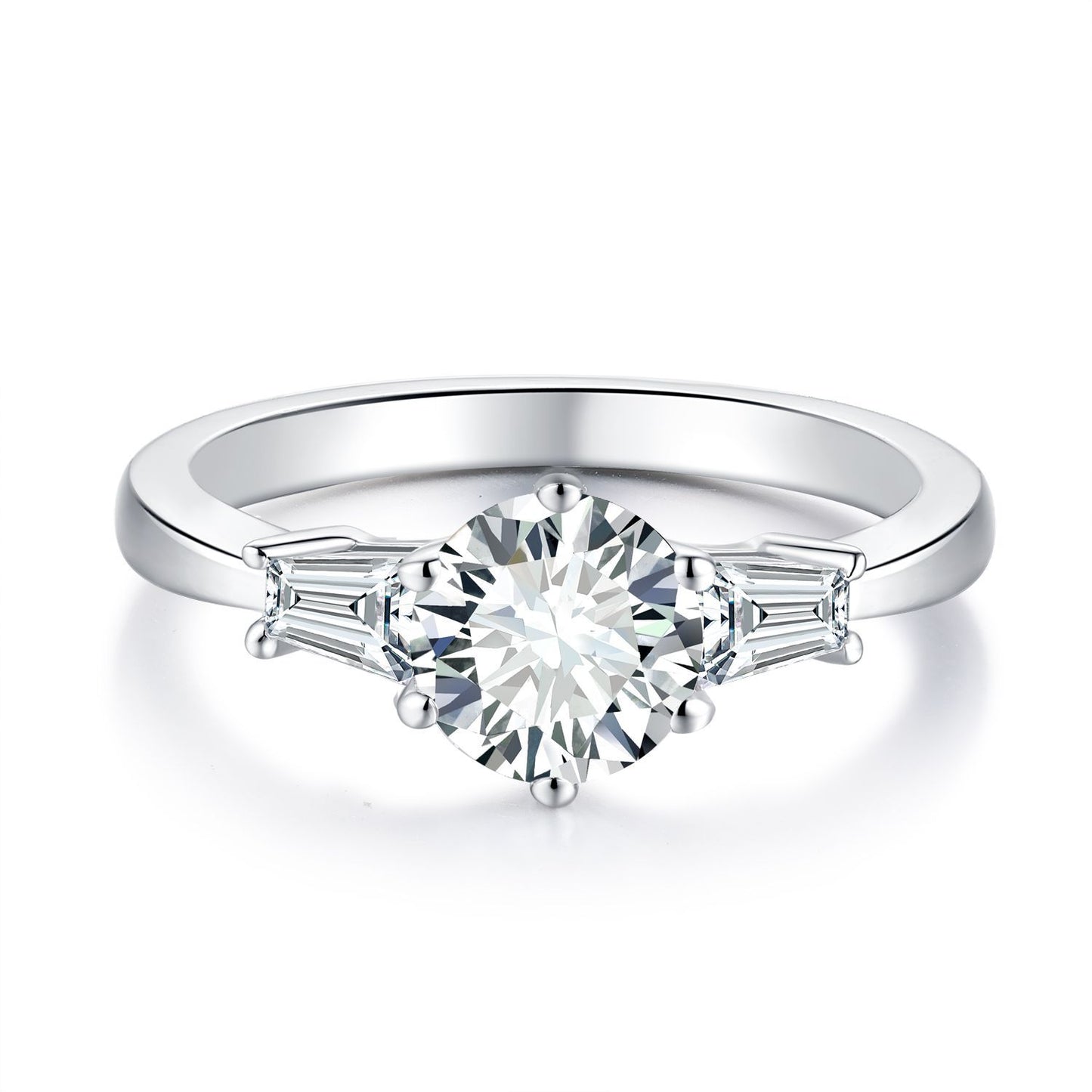 S925 Round-Cut Moissanite Ring【6.2#200】