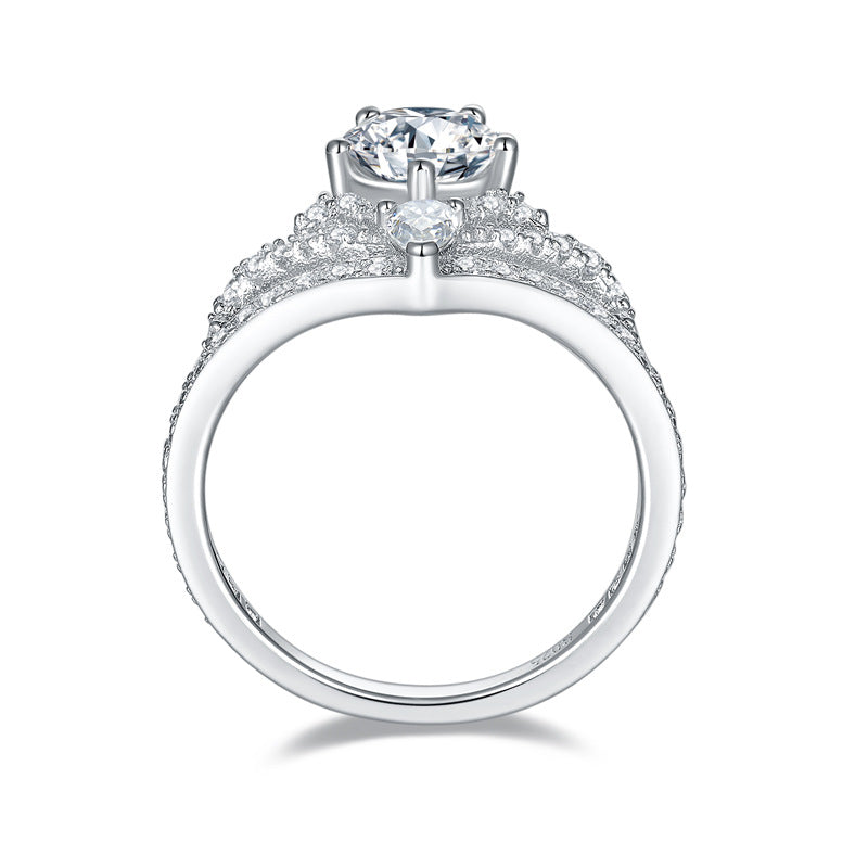 S925 Round-Cut Moissanite Ring【6.2#151】