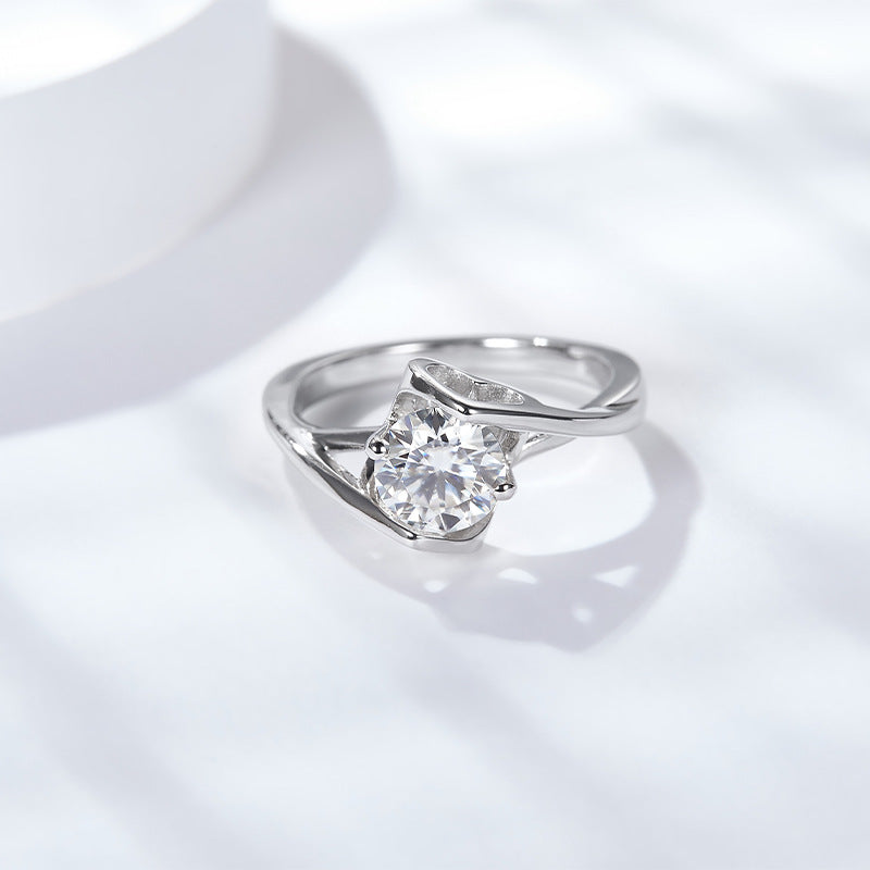 S925 Round-Cut Moissanite Ring【6.2#83】