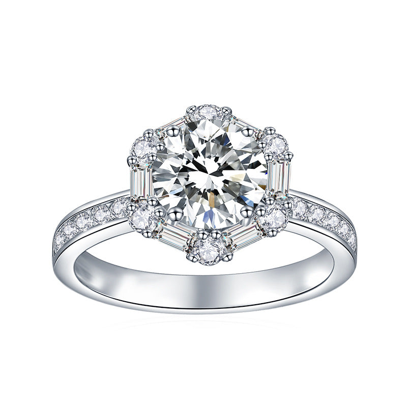 S925 Round-Cut Moissanite 18k plated Gold Ring 【6.2#99】