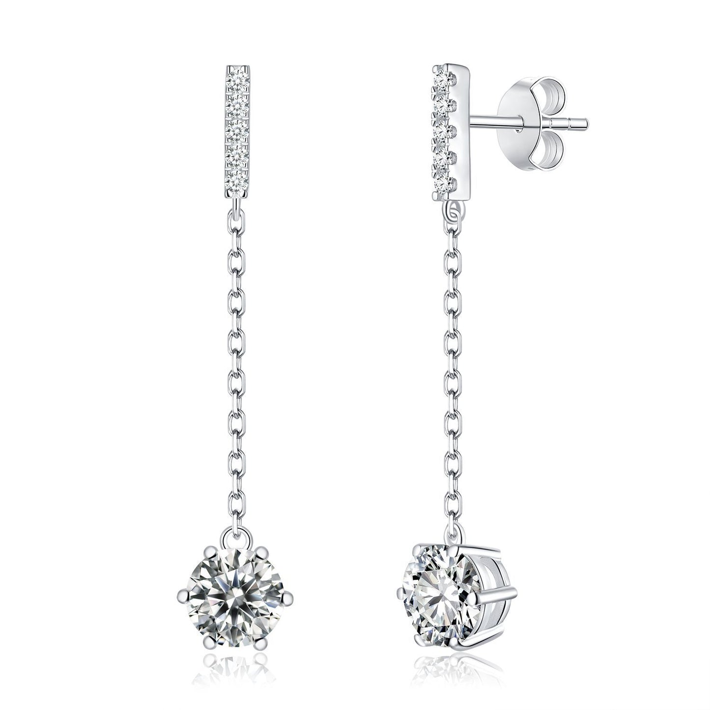 S925 Round-Cut Moissanite Earring【6.2#173】