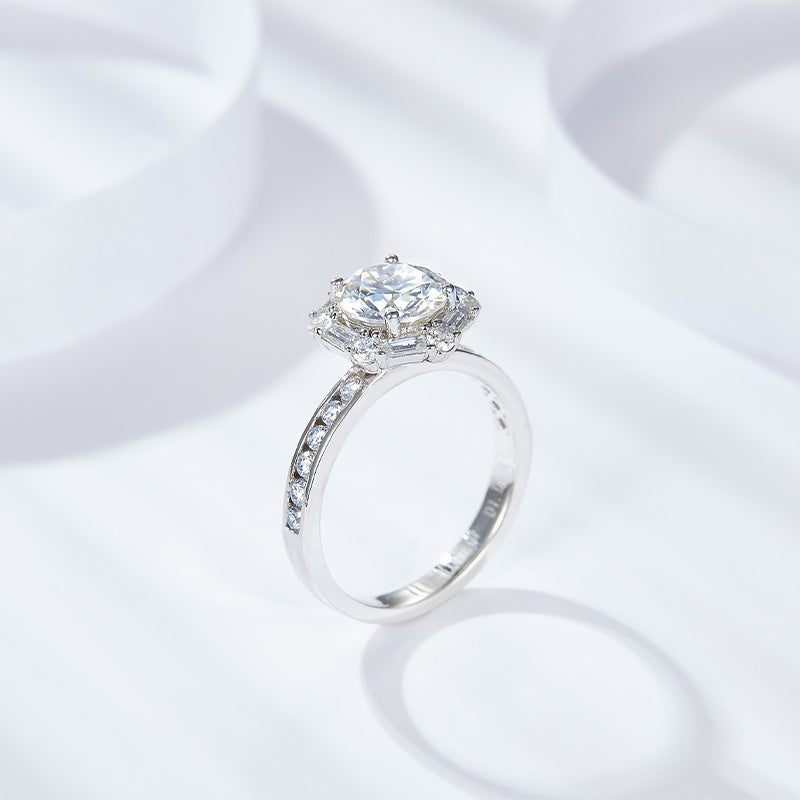 S925 Round-Cut Moissanite 18k plated Gold Ring 【6.2#99】