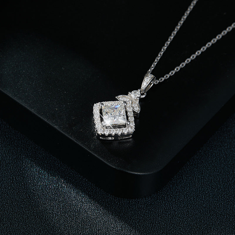 S925 Princess-Cut Moissanite Square Necklace【6.2#54】