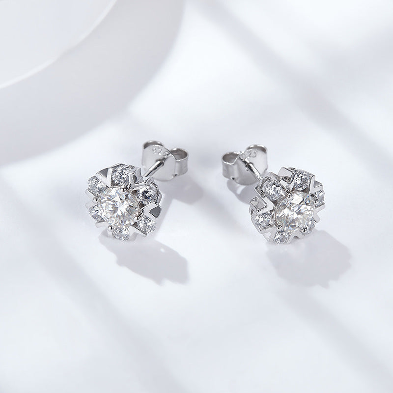S925 Round-Cut Moissanite Earring Plated 18k gold【6.2#122】
