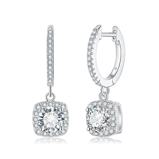 S925 Princess-Cut Moissanite Earring【6.2#145】