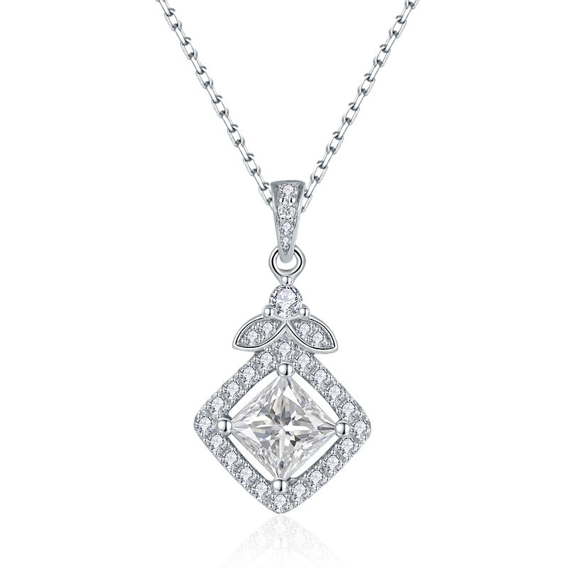 S925 Princess-Cut Moissanite Square Necklace【6.2#54】