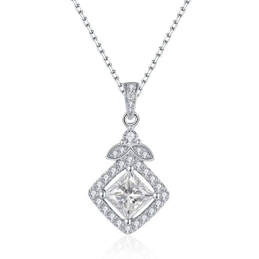 S925 Princess-Cut Moissanite Square Necklace【6.2#54】