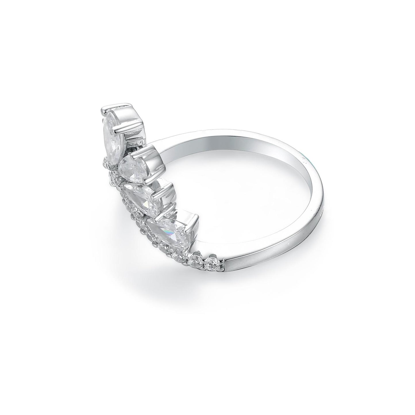 S925 Pear-Cut Zircon Ring With Crown Design 【2#19】 Christmas & Party & Princess & Ball