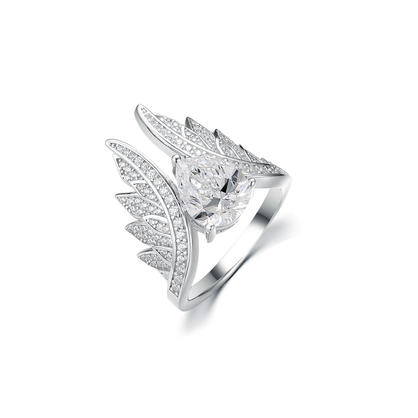 S925 Pear-Cut Moissanite Plating Ring Band 3CT 【2#1】