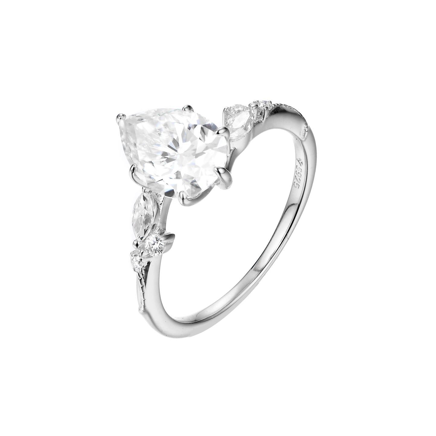 S925 Pear-Cut Moissanite Ring Gold plated 【g1#5】
