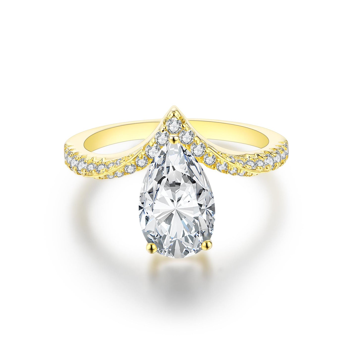 S925 Pear-Cut Moissanite Ring Gold plated 【g1#3】