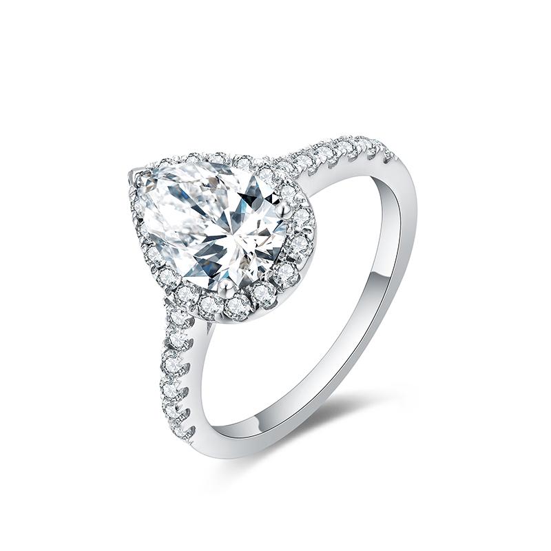 S925 Pear-Cut Moissanite Plating Ring 【1#12】