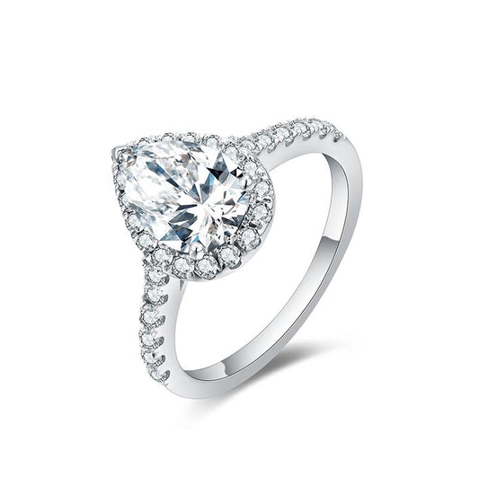 S925 Pear-Cut Moissanite Plating Ring 【1#12】