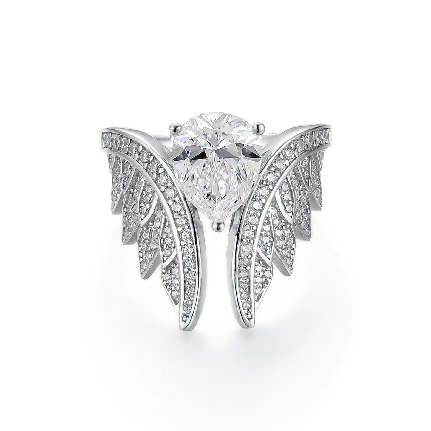 S925 Pear-Cut Moissanite Plating Ring Band 3CT 【2#1】